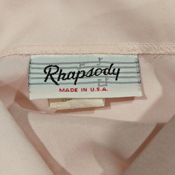 Vintage Rhapsody Powder Pink Blouse with Lace Collar Womens Small - Picture 2 of 4